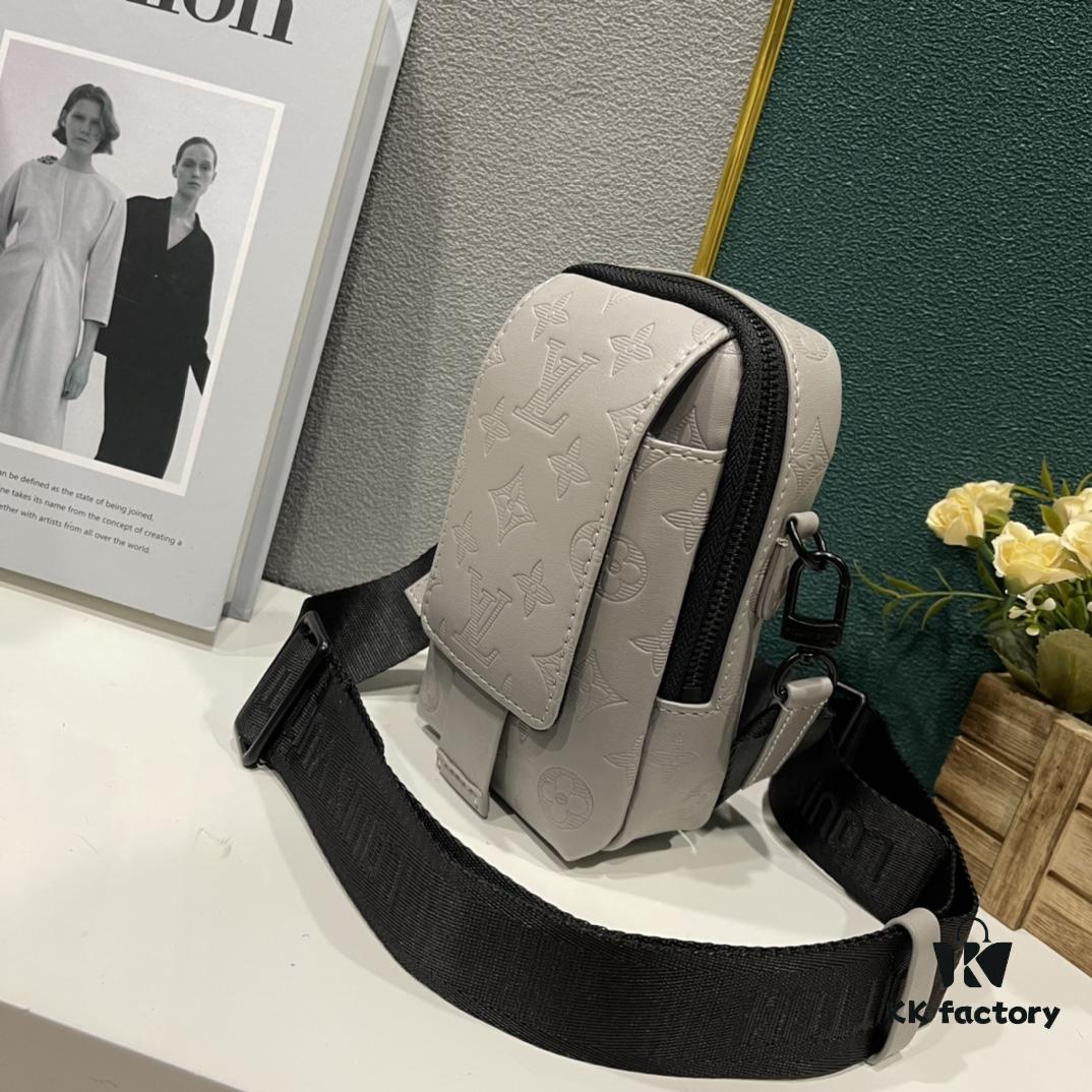 693078a36e68136f4d9a69d0 Upgraded Version! Latest Release! M81321 M81323 M81005 Black Grey Floral, Black Embossed, Grey Embossed Flap Double Phone Pouch — A Capsule Collection by Japanese Designer and DJ Nigo and Virgil Abloh for Louis Vuitton. This Flap Double phone bag features a shoulder strap, black-silver two-tone flap, messenger-style design, ideal for storing your phone and daily essentials.