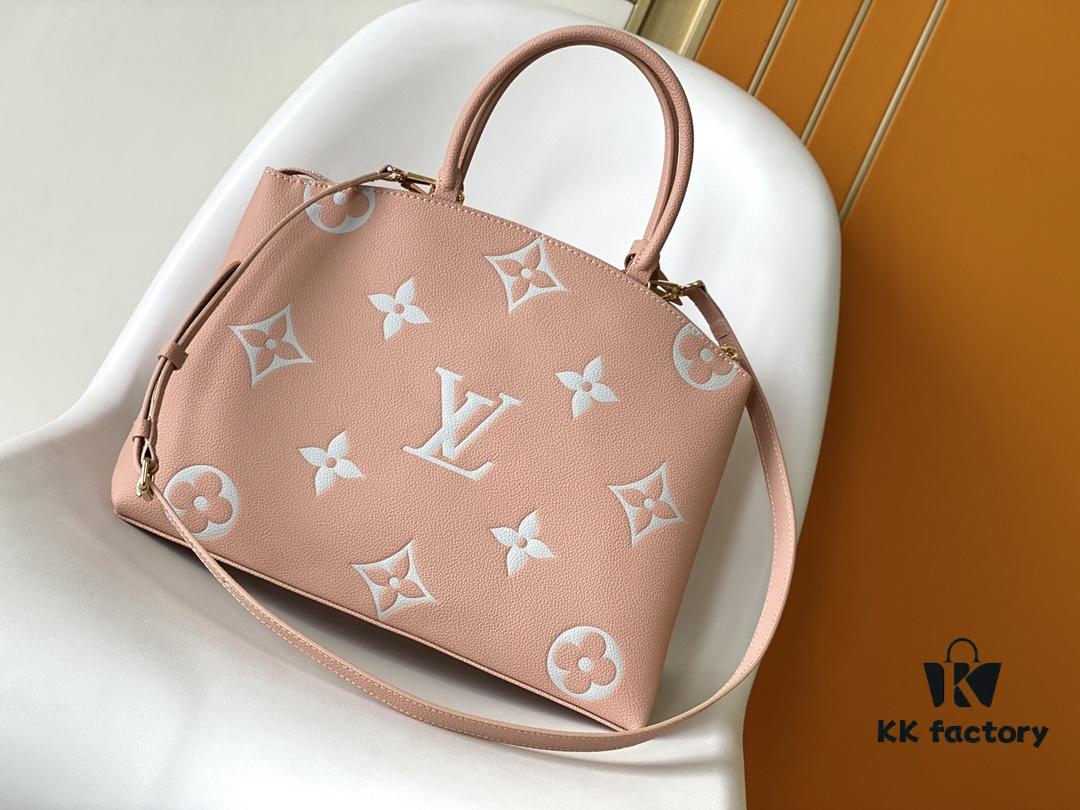 693078b96e68136f4d9a6a07 Petit Palais Bag in Grained Leather with Oversized Monogram Flowers and LV Initials