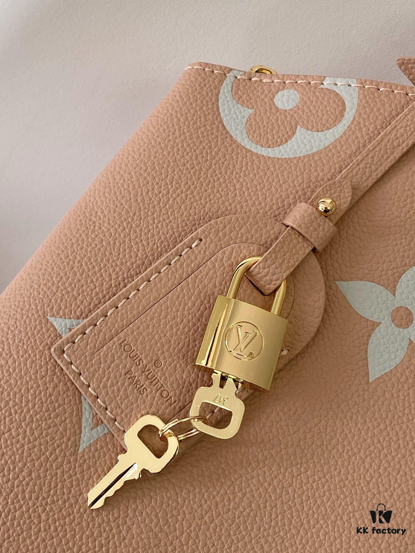693078bc6e68136f4d9a6a0a Petit Palais Bag in Grained Leather with Oversized Monogram Flowers and LV Initials