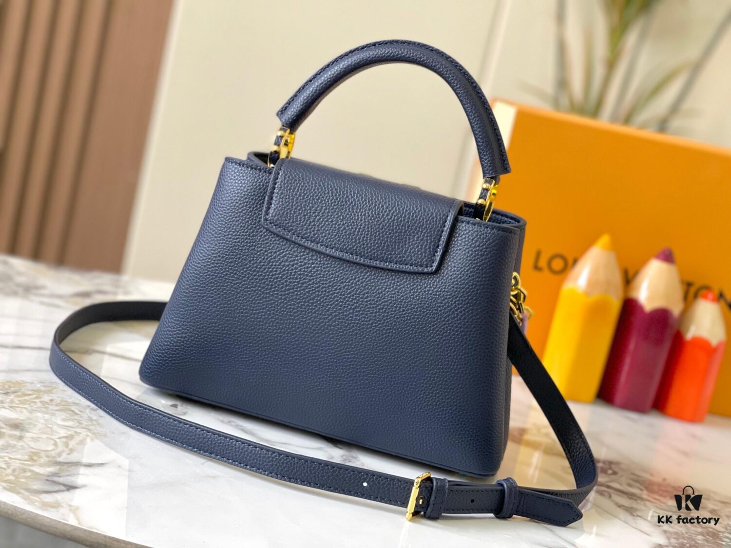 693078f76e68136f4d9a6a7a Guangzhou Stock Top Quality Original M14971 Blue Capucines BB Handbag
