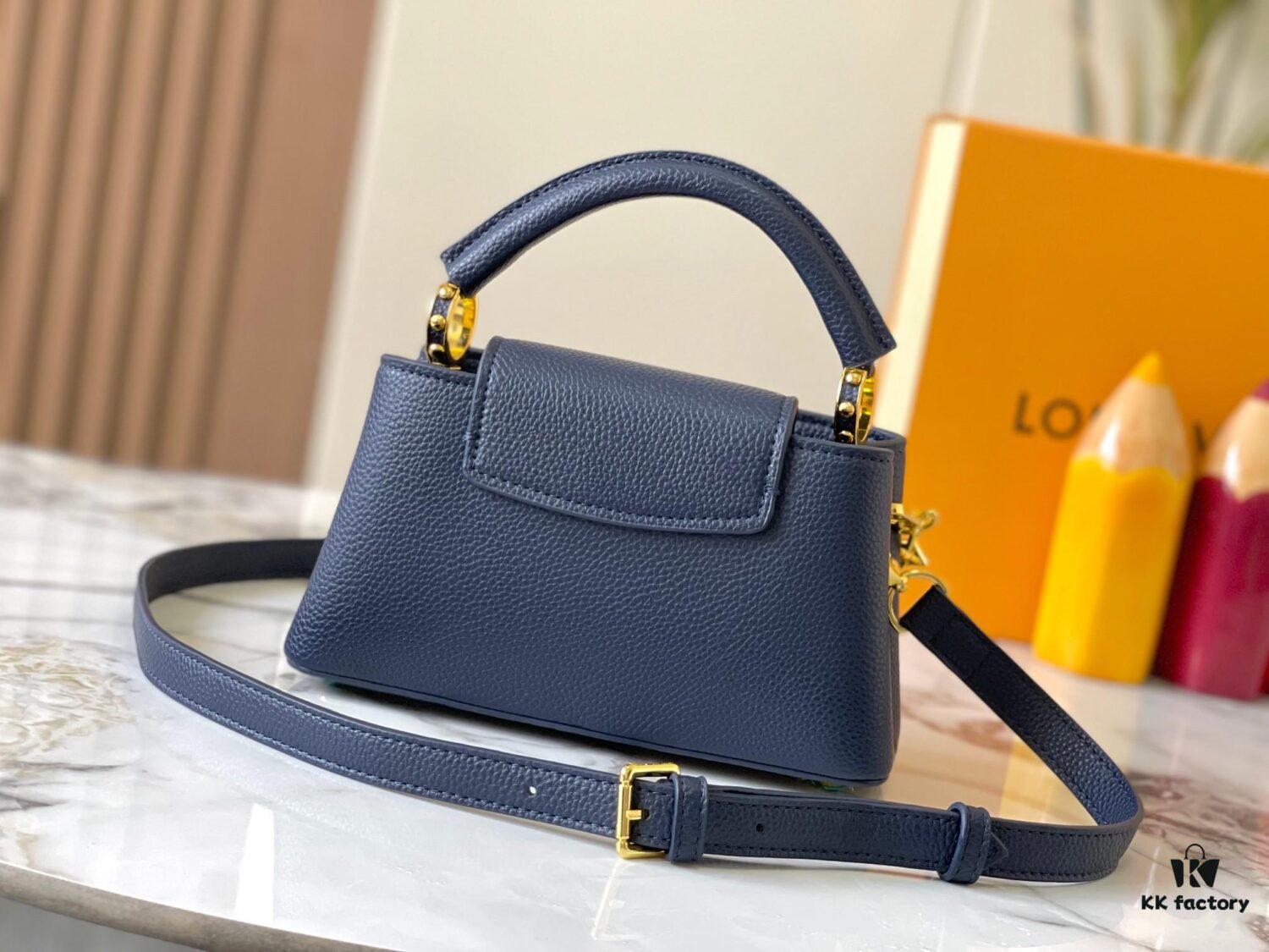 693078fd6e68136f4d9a6a83 Guangzhou Stock Top Original M14393 Blue Capucines East West Mini Handbag