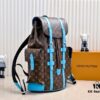 693079476e68136f4d9a6af4 Louis Vuitton Colormania Collection Christopher Medium Backpack M12729 Monogram Blue and M13202 Monogram Ochre 41379