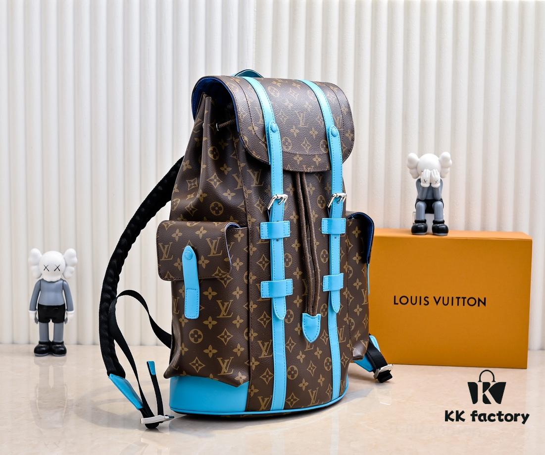 693079476e68136f4d9a6af4 Louis Vuitton Colormania Collection Christopher Medium Backpack M12729 Monogram Blue and M13202 Monogram Ochre 41379