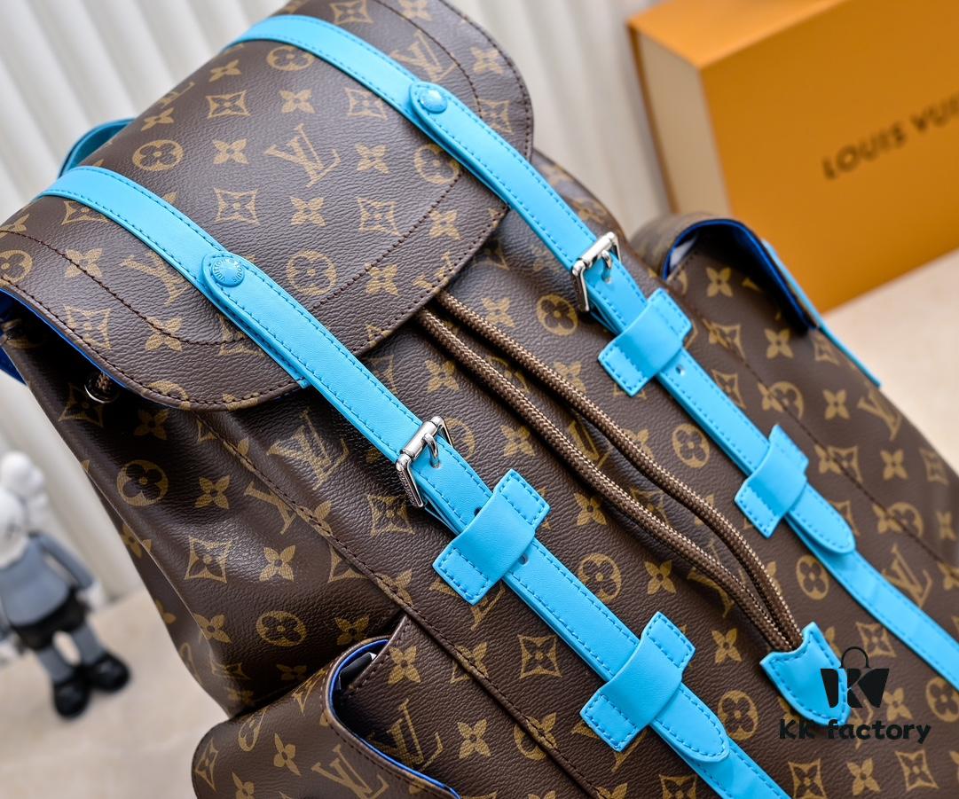 6930794b6e68136f4d9a6af9 Louis Vuitton Colormania Collection Christopher Medium Backpack M12729 Monogram Blue and M13202 Monogram Ochre 41379