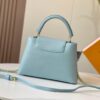 Upgraded M20841 Stellar Pearl Blue Shell Button Capucines MM Bag