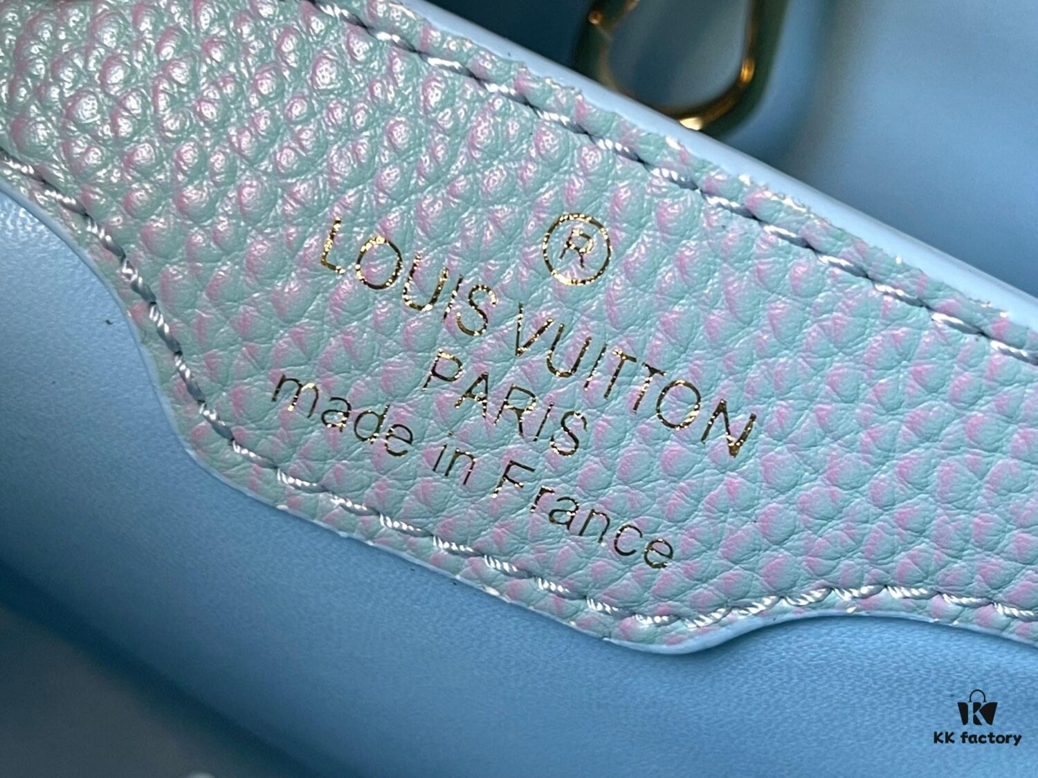 693079896e68136f4d9a6b65 Upgraded M59868 Starlight Shimmer Blue Mother-of-Pearl Button Capucines BB Bag