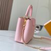 6930798f6e68136f4d9a6b6a Upgraded M20841 Etoile Pearlized Pink Shell Button Capucines MM Handbag