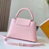 693079926e68136f4d9a6b71 Upgraded M20841 Etoile Pearlized Pink Shell Button Capucines MM Handbag