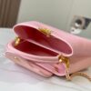 693079946e68136f4d9a6b73 Upgraded M20841 Etoile Pearlized Pink Shell Button Capucines MM Handbag