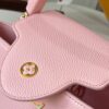 693079946e68136f4d9a6b74 Upgraded M20841 Etoile Pearlized Pink Shell Button Capucines MM Handbag