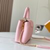 693079956e68136f4d9a6b78 Upgraded M59868 Stellar Pearlized Powder with Mother-of-Pearl Button - This Capucines BB Bag Features Taurillon Leather That Shimmers in Changing Hues Under Different Lights