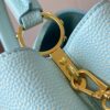 693079a26e68136f4d9a6b8d Upgraded M20841 Stellar Pearl Green Shell Button Capucines MM Handbag