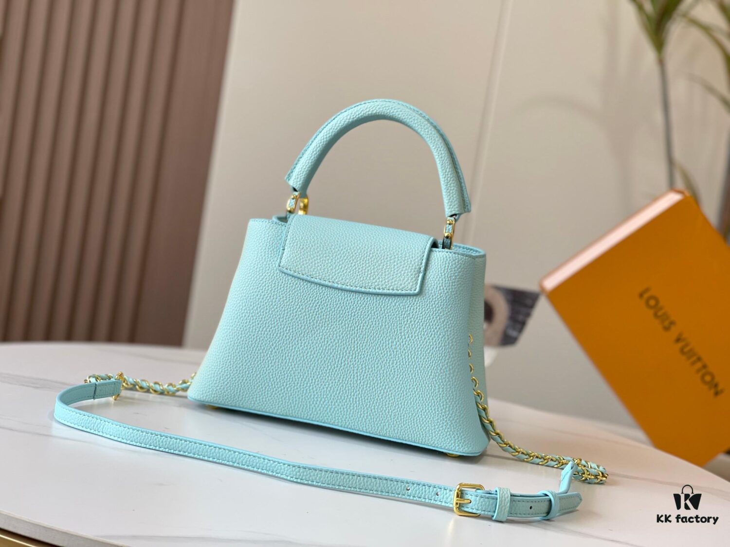 693079a56e68136f4d9a6b94 Upgraded M59868 Stellar Pearl Green Shell Button Capucines BB Bag