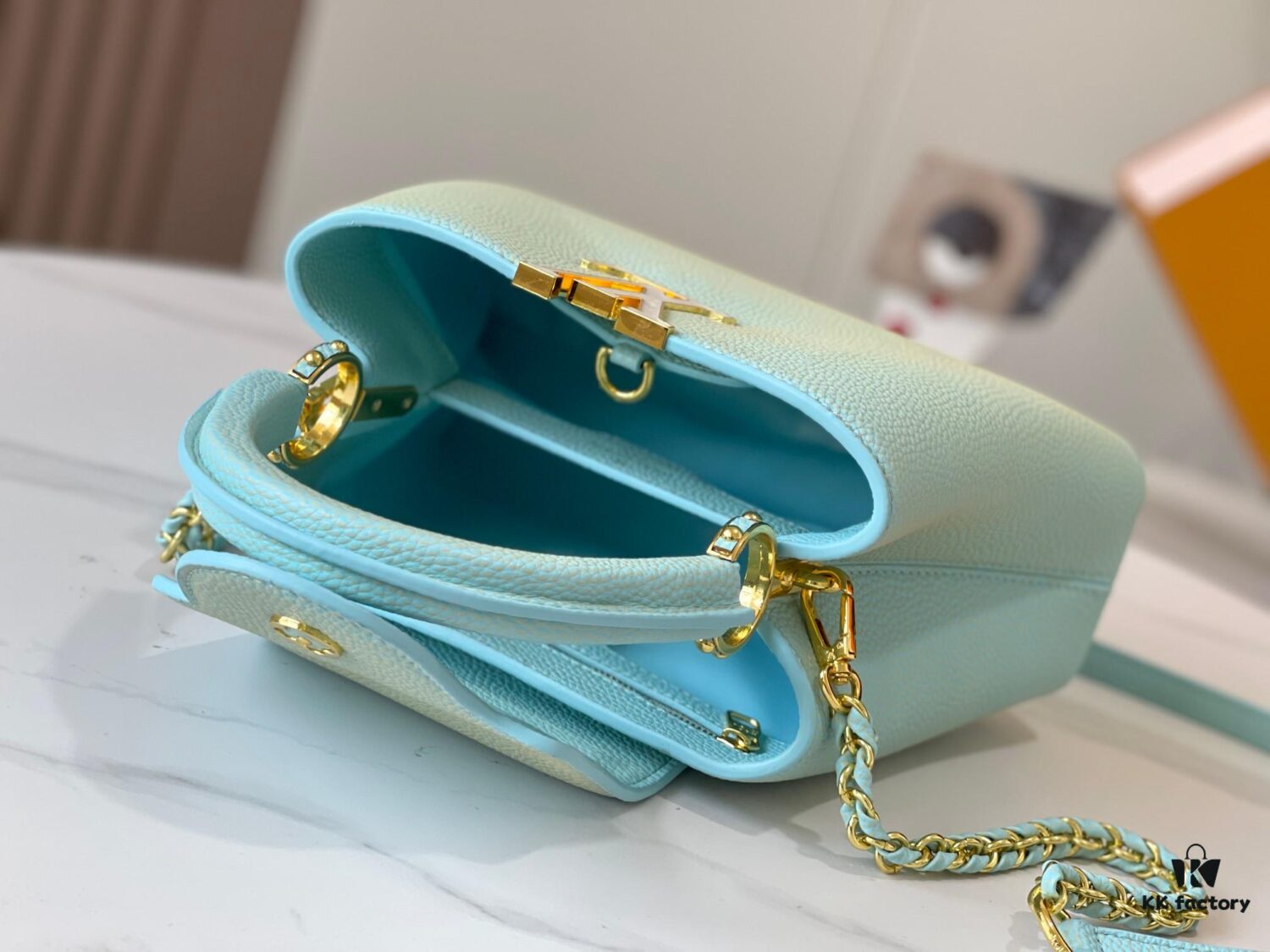693079a86e68136f4d9a6b97 Upgraded M59868 Stellar Pearl Green Shell Button Capucines BB Bag