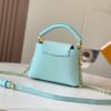693079aa6e68136f4d9a6b9c Upgraded M59850 Stellar Pearl Blue Shell Button Capucines Mini Bag