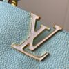 693079ac6e68136f4d9a6b9f Upgraded M59850 Stellar Pearl Blue Shell Button Capucines Mini Bag