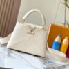 693079ce6e68136f4d9a6bdb Upgraded M23766 White-on-White Mother-of-Pearl Capucines Flower Crown Bag