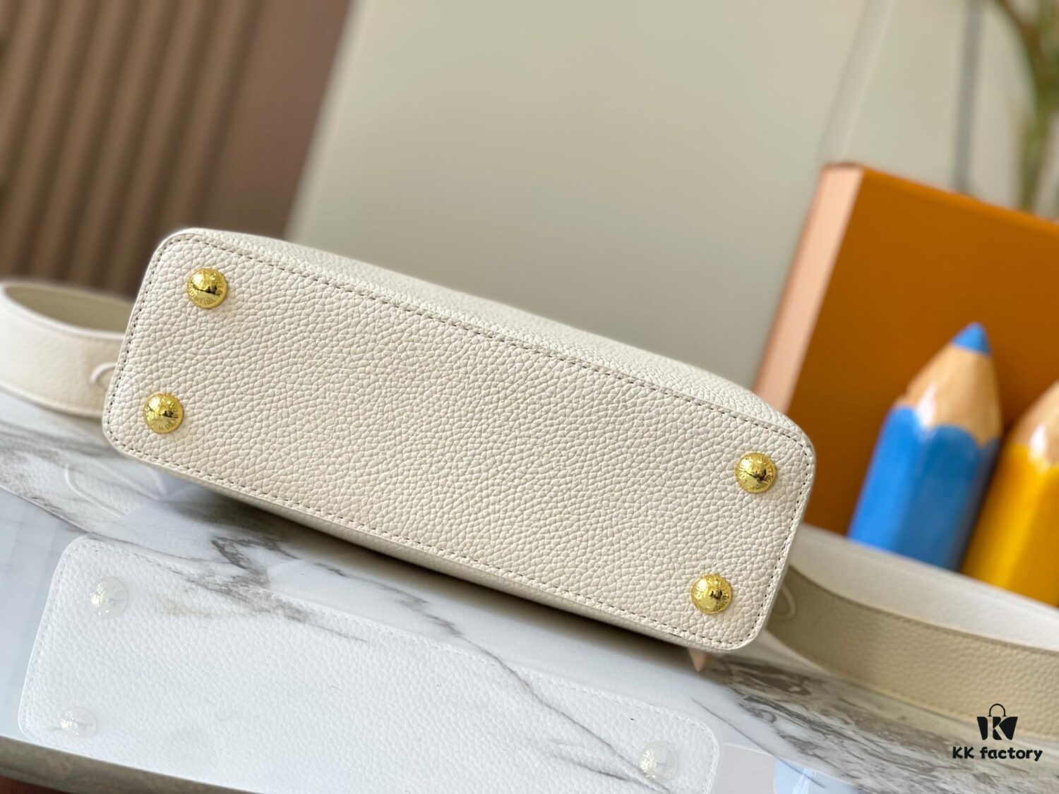 693079cf6e68136f4d9a6bdd Upgraded M23766 White-on-White Mother-of-Pearl Capucines Flower Crown Bag