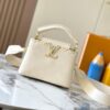 693079d36e68136f4d9a6be3 Upgraded M23765 White-on-White Mother-of-Pearl Capucines Flower Crown Handbag