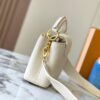 693079d46e68136f4d9a6be5 Upgraded M23765 White-on-White Mother-of-Pearl Capucines Flower Crown Handbag