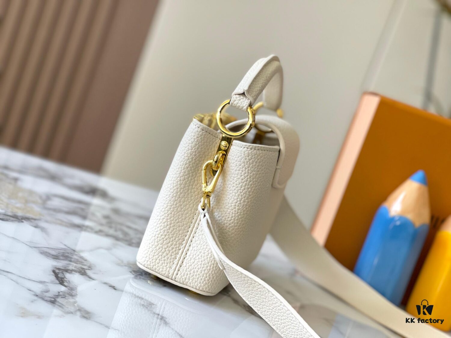 693079d46e68136f4d9a6be5 Upgraded M23765 White-on-White Mother-of-Pearl Capucines Flower Crown Handbag