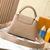 693079e26e68136f4d9a6bff Upgraded M23766 Beige and White Mother-of-Pearl Capucines Flower Crown Handbag
