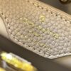 693079e76e68136f4d9a6c08 Upgraded M23766 Beige and White Mother-of-Pearl Capucines Flower Crown Handbag