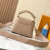 693079e86e68136f4d9a6c09 Upgraded M23765 Beige and White Mother-of-Pearl Flower Crown Capucines Handbag