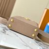 693079e86e68136f4d9a6c0a Upgraded M23765 Beige and White Mother-of-Pearl Flower Crown Capucines Handbag