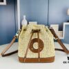 New Large Batch LV NOE PURSE Bucket Bag in Raffia Leather 'Little Burnt Dumpling'