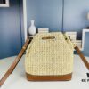New Large Batch LV NOE PURSE Bucket Bag in Raffia Leather 'Little Burnt Dumpling'