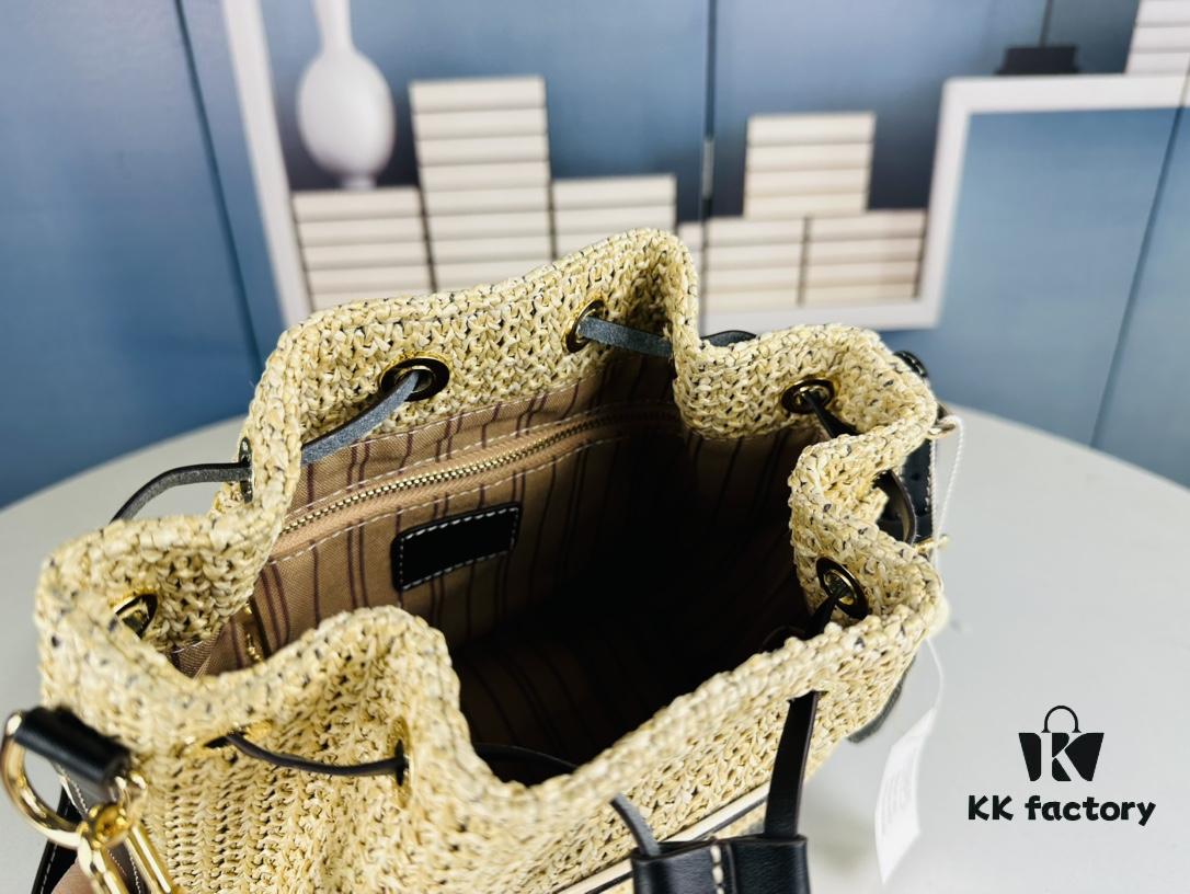 693079f26e68136f4d9a6c20 New Large Batch LV NOE PURSE Bucket Bag with Raffia and Leather Trim