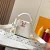 69307a386e68136f4d9a6c8f Guangzhou Stock Top Quality Original Version Capucines Mini Model: 12352 White with 33 Colorful Elements Material: Crushed Calfskin Hardware Upgraded Features: LV Initials, Unique Border Ring, Exquisite Monogram Flower on Flap Closure Dimensions: 21×14×8cm