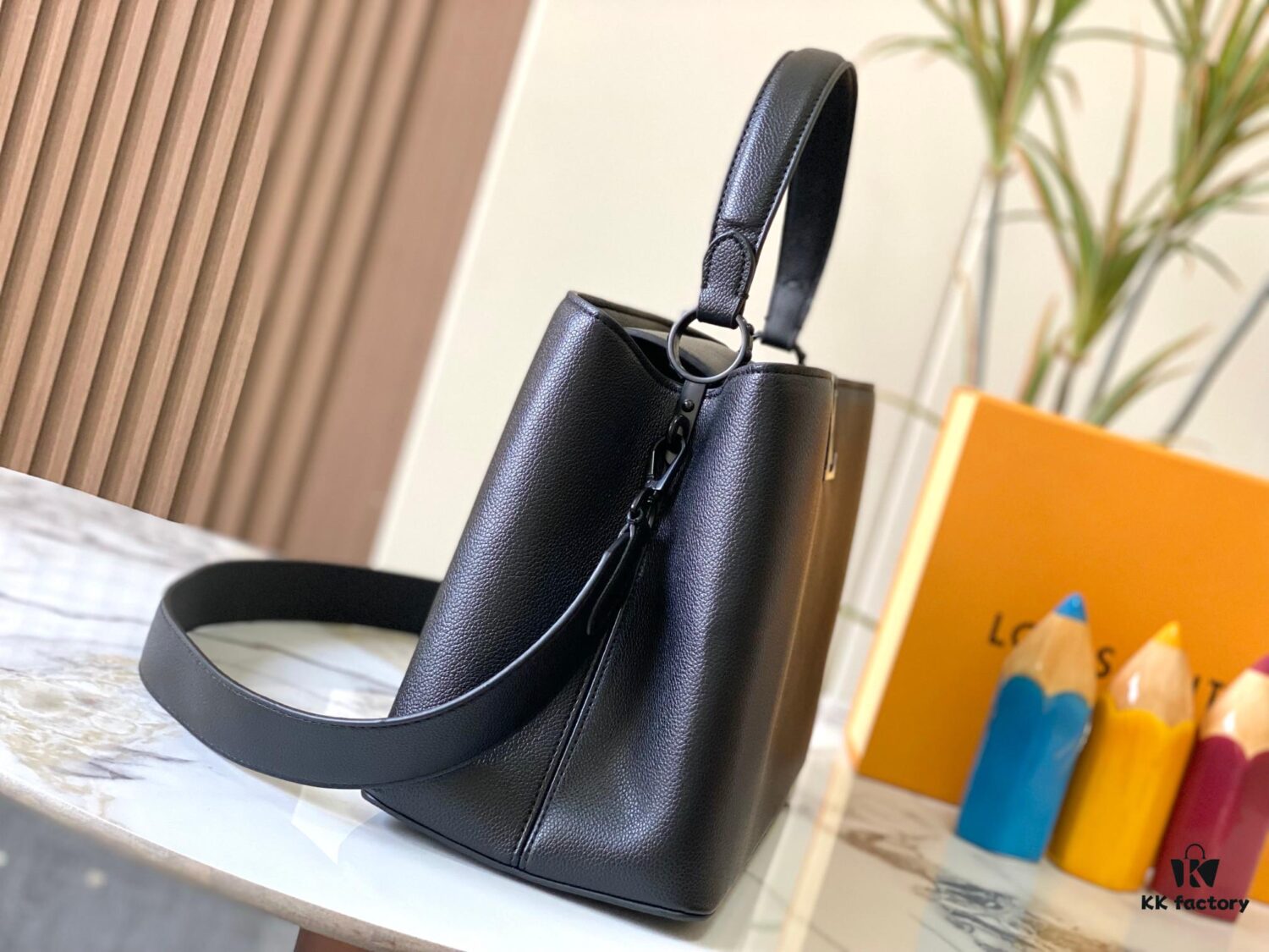 Upgraded Version M24880 Black Capucines Souple Large Handbag