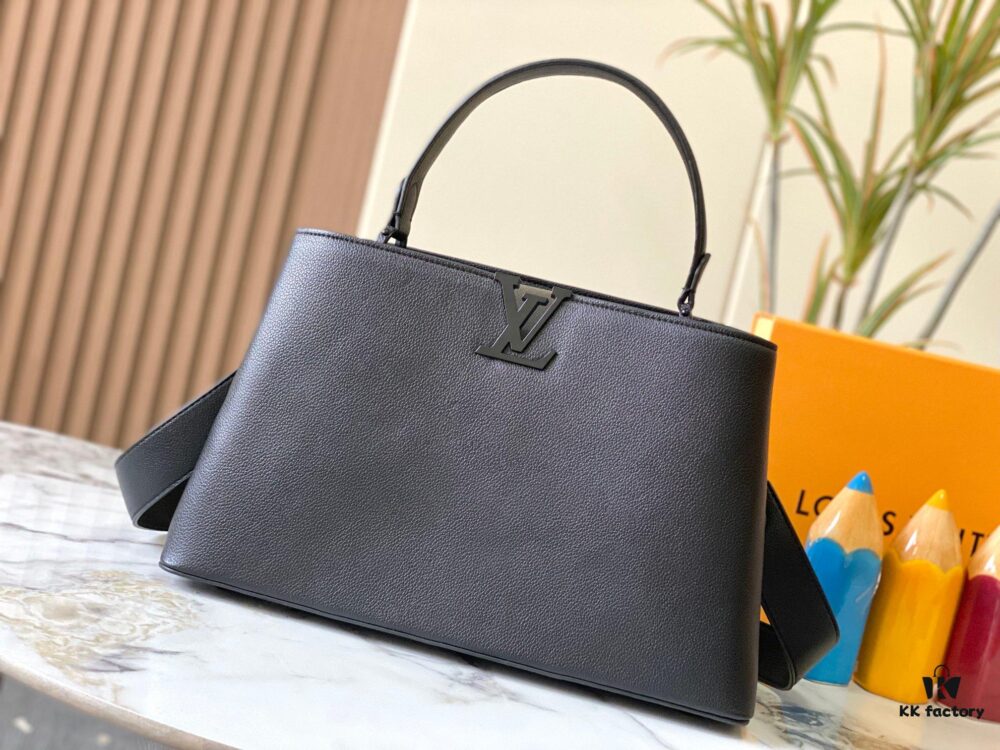69307a516e68136f4d9a6cbf Upgraded Version M24880 Black Capucines Souple Large Handbag