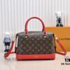 Exclusive Real Shot - Upgraded Version ‼️ LV Monogram with Leather Trim Handheld, Shoulder & Crossbody Bag Model M68169 with Long Strap, 2025 New Fashion Women's Bag, Monogram Leather Shoulder Strap, Genuine Leather Handbag, Large Capacity [Strong] Size: 28x20x11.5