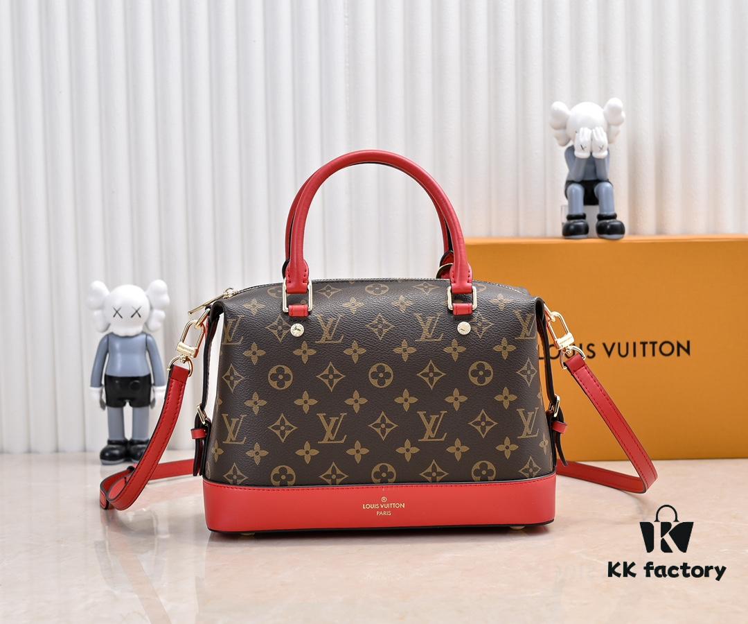 Exclusive Real Shot - Upgraded Version ‼️ LV Monogram with Leather Trim Handheld, Shoulder & Crossbody Bag Model M68169 with Long Strap, 2025 New Fashion Women's Bag, Monogram Leather Shoulder Strap, Genuine Leather Handbag, Large Capacity [Strong] Size: 28x20x11.5