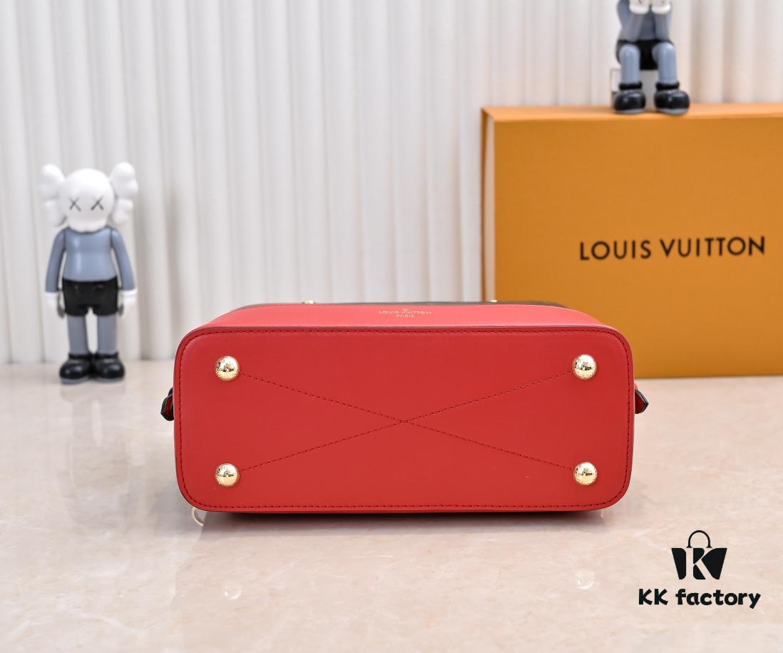 Exclusive Real Shot - Upgraded Version ‼️ LV Monogram with Leather Trim Handheld, Shoulder & Crossbody Bag Model M68169 with Long Strap, 2025 New Fashion Women's Bag, Monogram Leather Shoulder Strap, Genuine Leather Handbag, Large Capacity [Strong] Size: 28x20x11.5