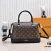 Exclusive Real Shot - Upgraded Version ‼️ LV Monogram with Leather Trim Handheld, Shoulder & Crossbody Bag Model M68169 with Long Strap, 2025 New Fashion Women's Bag, Monogram Leather Shoulder Strap, Genuine Leather Handbag, Large Capacity [Strong] Size: 28x20x11.5