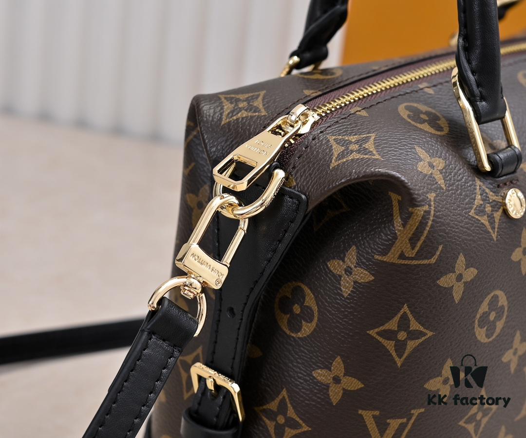 Exclusive Real Shot - Upgraded Version ‼️ LV Monogram with Leather Trim Handheld, Shoulder & Crossbody Bag Model M68169 with Long Strap, 2025 New Fashion Women's Bag, Monogram Leather Shoulder Strap, Genuine Leather Handbag, Large Capacity [Strong] Size: 28x20x11.5