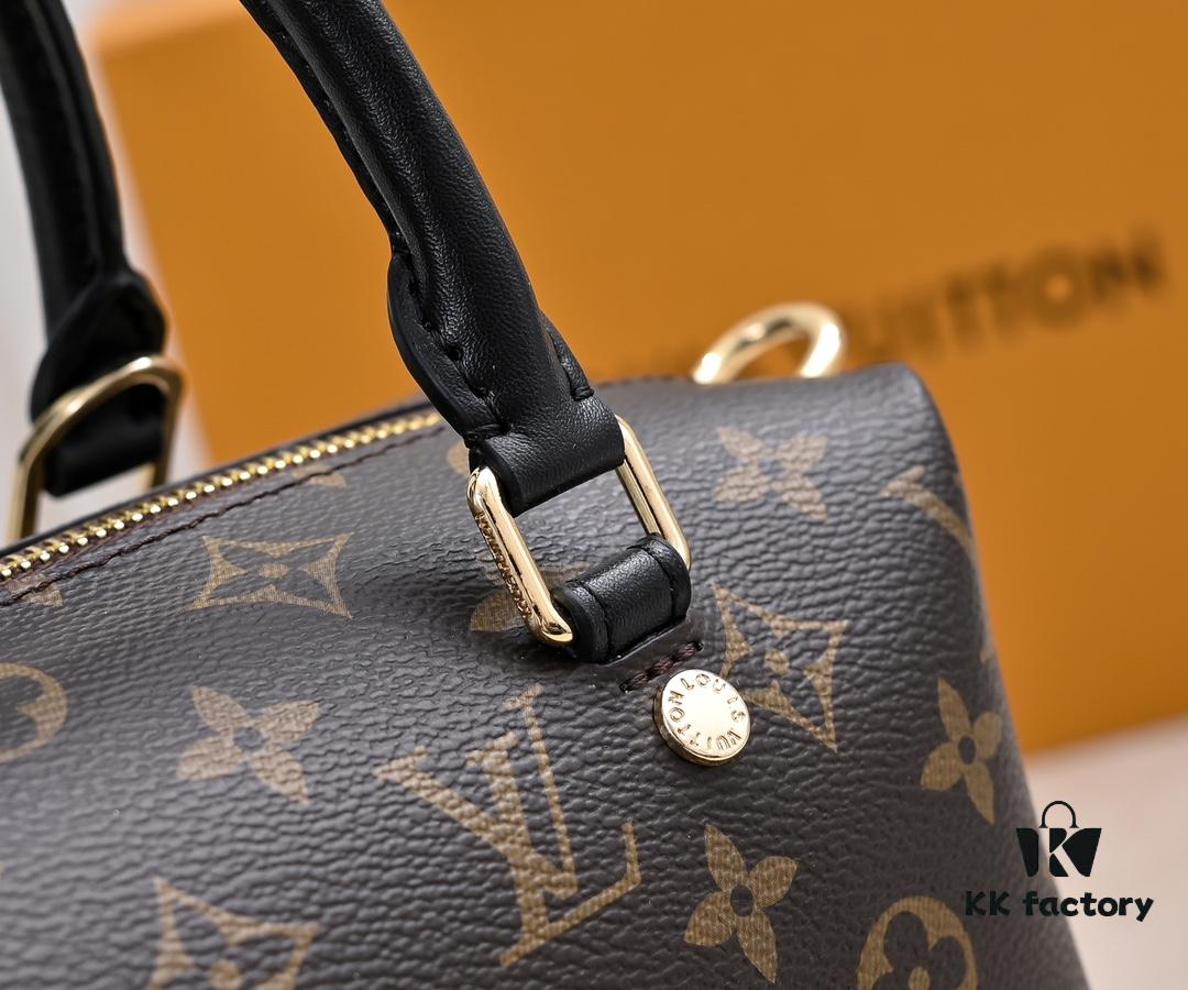 Exclusive Real Shot - Upgraded Version ‼️ LV Monogram with Leather Trim Handheld, Shoulder & Crossbody Bag Model M68169 with Long Strap, 2025 New Fashion Women's Bag, Monogram Leather Shoulder Strap, Genuine Leather Handbag, Large Capacity [Strong] Size: 28x20x11.5