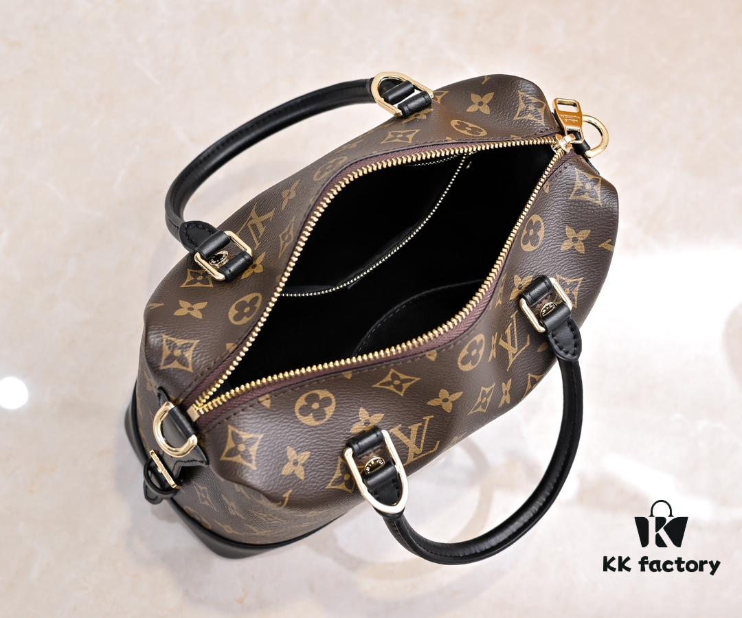 Exclusive Real Shot - Upgraded Version ‼️ LV Monogram with Leather Trim Handheld, Shoulder & Crossbody Bag Model M68169 with Long Strap, 2025 New Fashion Women's Bag, Monogram Leather Shoulder Strap, Genuine Leather Handbag, Large Capacity [Strong] Size: 28x20x11.5