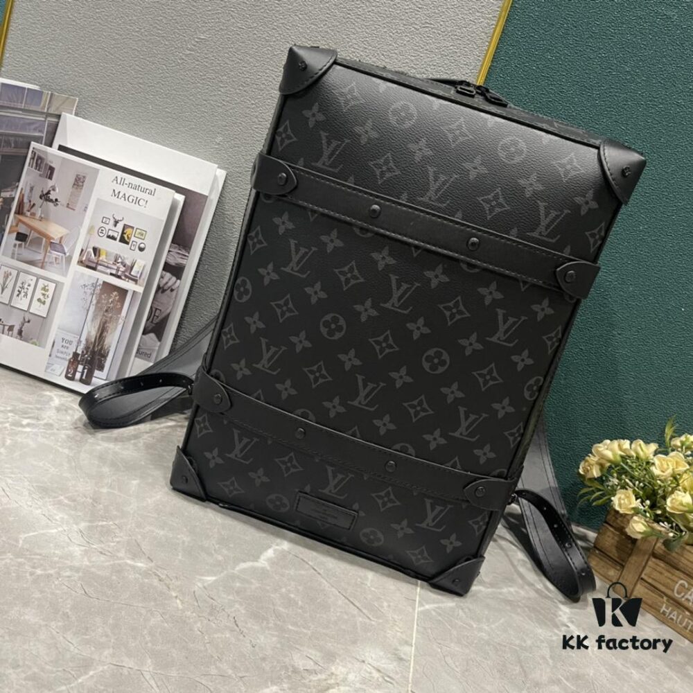 69307bd96e68136f4d9a6f41 Upgraded Version 260 Vintage Trunk Bag 44752 LV Classic Sophisticated Trunk Bag with Old Flower, Black Flower, and Black Check Pattern
