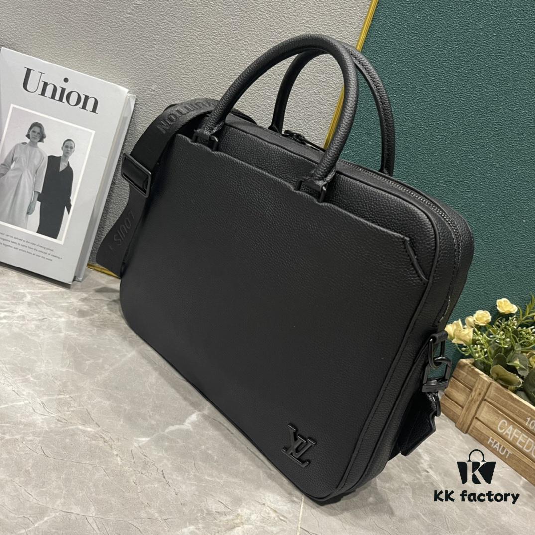 Upgraded M23778 All-Leather Black Latest PILOT Briefcase