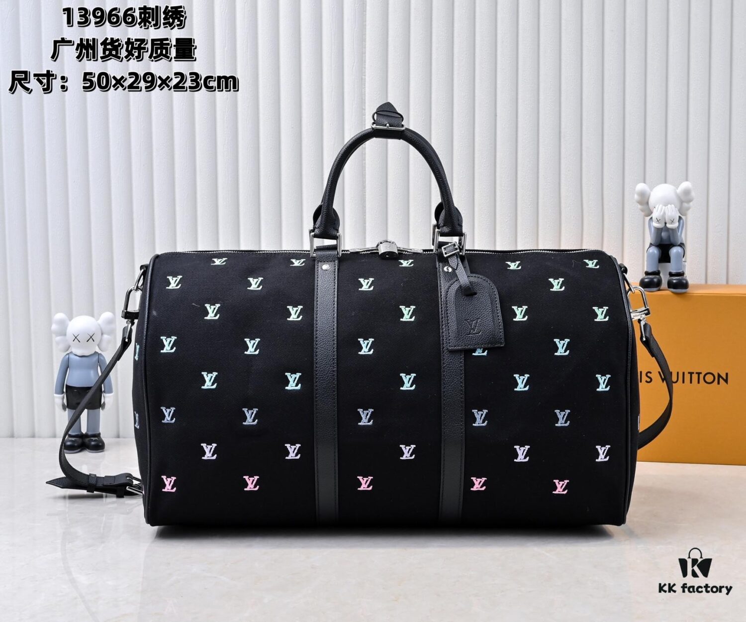 69307be96e68136f4d9a6f5a Lot No. 13966 Embroidered Keepall Bandoulière 50 Travel Bag in Deep LV Blason Denim by Pharrell Williams