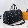 69307be96e68136f4d9a6f5b Lot No. 13966 Embroidered Keepall Bandoulière 50 Travel Bag in Deep LV Blason Denim by Pharrell Williams