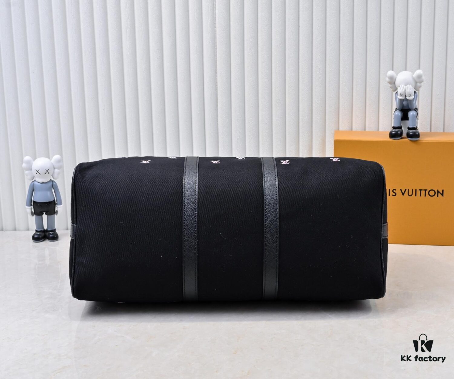 69307beb6e68136f4d9a6f5e Lot No. 13966 Embroidered Keepall Bandoulière 50 Travel Bag in Deep LV Blason Denim by Pharrell Williams