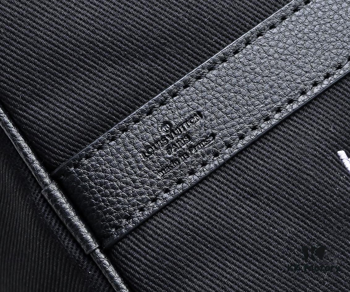 69307beb6e68136f4d9a6f5f Lot No. 13966 Embroidered Keepall Bandoulière 50 Travel Bag in Deep LV Blason Denim by Pharrell Williams