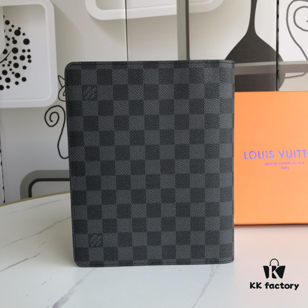 69307cc76e68136f4d9a7111 Hot Selling Extra Large Checkbook Wallet with Notebook Set, 6 Card Slots, Cowhide Leather + LV Special Fabric, Comes with Box, Approx. 18cm