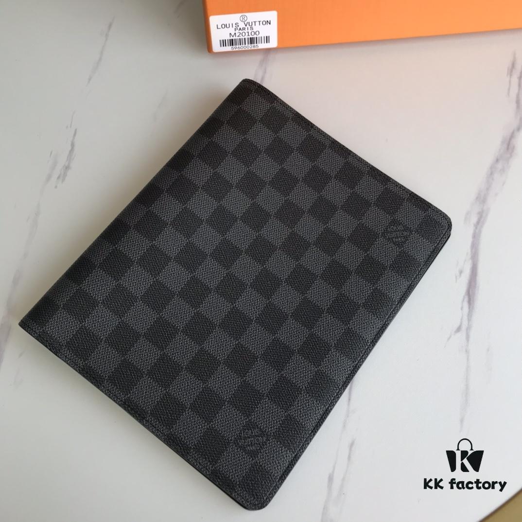 69307cc76e68136f4d9a7114 Hot Selling Extra Large Checkbook Wallet with Notebook Set, 6 Card Slots, Cowhide Leather + LV Special Fabric, Comes with Box, Approx. 18cm